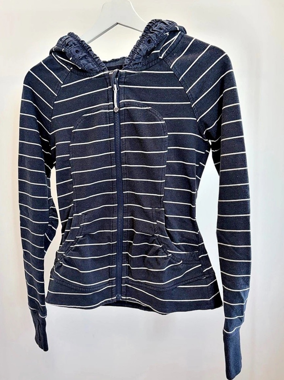 Lululemon Scuba Hoodie Striped Zip Hoodie in Black & White